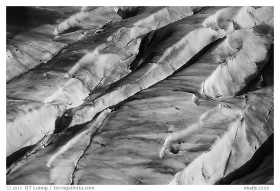 Aerial View of Bear Glacier surface detail. Kenai Fjords National Park (black and white)