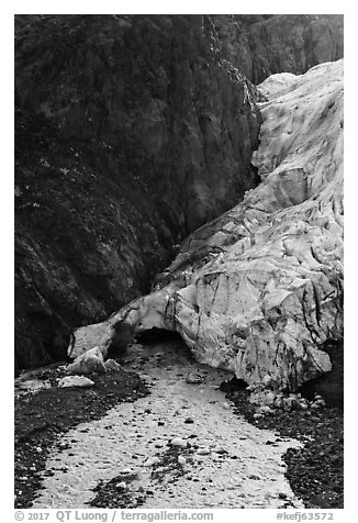 Base of Exit Glacier, 2016. Kenai Fjords National Park (black and white)