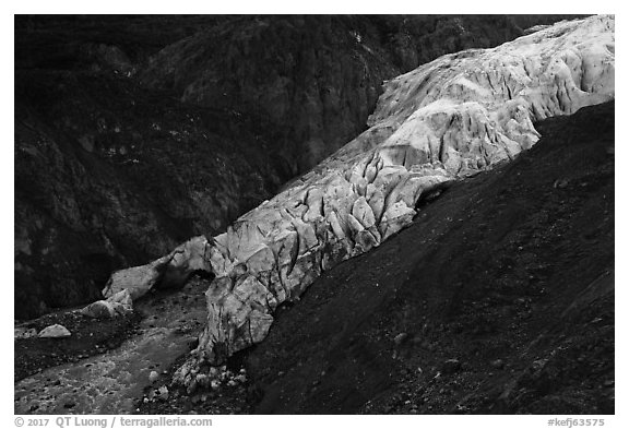 Exit Glacier bottom, 2016. Kenai Fjords National Park (black and white)