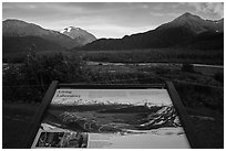 Living Laboratory interpretive sign. Kenai Fjords National Park ( black and white)