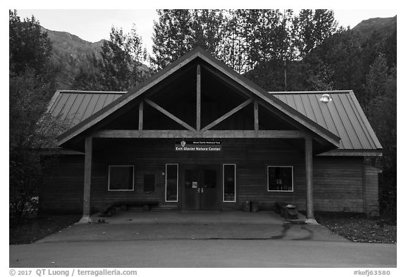 Exit Glacier Nature Center. Kenai Fjords National Park (black and white)