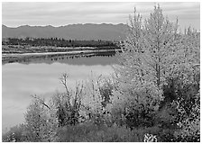 River, Warring Mountains, and fall colors at Onion Portage. Kobuk Valley National Park, Alaska, USA. (black and white)