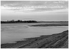 Sandy shore of Kobuk River at dusk. Kobuk Valley National Park ( black and white)