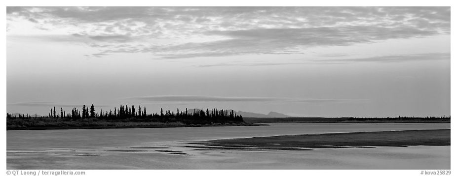 Kobuk River at dusk. Kobuk Valley National Park (black and white)