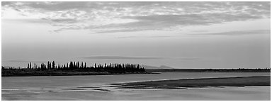 Kobuk River at dusk. Kobuk Valley National Park (Panoramic black and white)