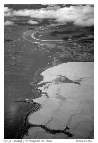 Aerial view of the Great Kobuk Sand Dunes. Kobuk Valley National Park (black and white)