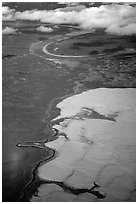 Aerial view of the Great Kobuk Sand Dunes. Kobuk Valley National Park, Alaska, USA. (black and white)