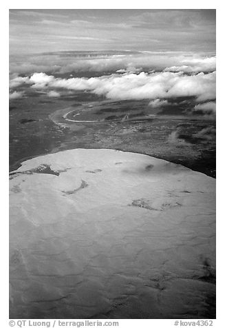 Aerial view of the Great Kobuk Sand Dunes. Kobuk Valley National Park (black and white)