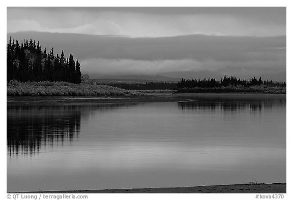 Dusk on the Kobuk River. Kobuk Valley National Park (black and white)