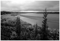 Bend of Kobuk River and sand bar, evening. Kobuk Valley National Park ( black and white)