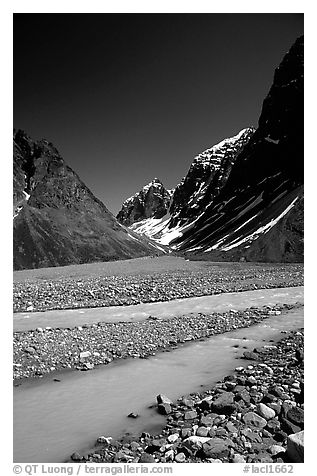 Valley I below the Telaquana Mountains. Lake Clark National Park (black and white)