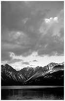 Rainbow and Telaquana Mountains above Turquoise Lake, sunset. Lake Clark National Park ( black and white)