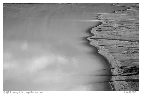 Turquoise Lake and gravel bar. Lake Clark National Park (black and white)