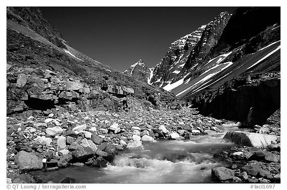 Creek below Telaquana mountains. Lake Clark National Park (black and white)