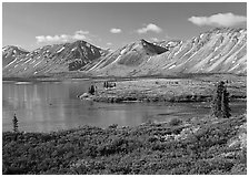 Twin Lakes, morning. Lake Clark National Park ( black and white)