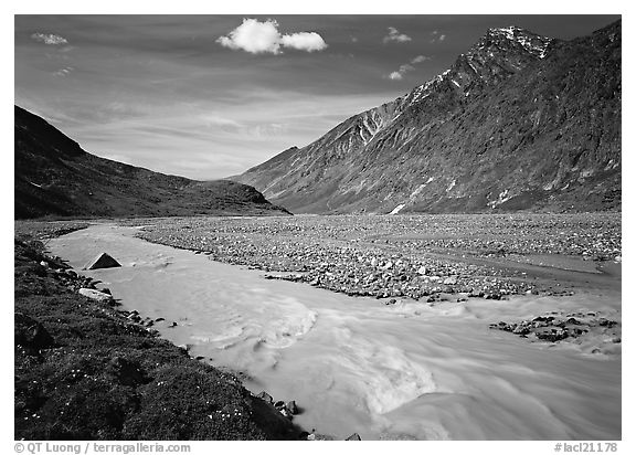 Valley II below the Telaquana Mountains. Lake Clark National Park (black and white)