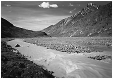 Valley II below the Telaquana Mountains. Lake Clark National Park, Alaska, USA. (black and white)
