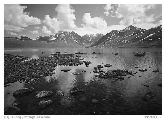 Telaquana Mountains and Turquoise Lake. Lake Clark National Park (black and white)