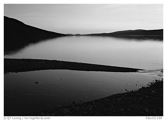 Turquoise Lake, midnight sunset. Lake Clark National Park (black and white)