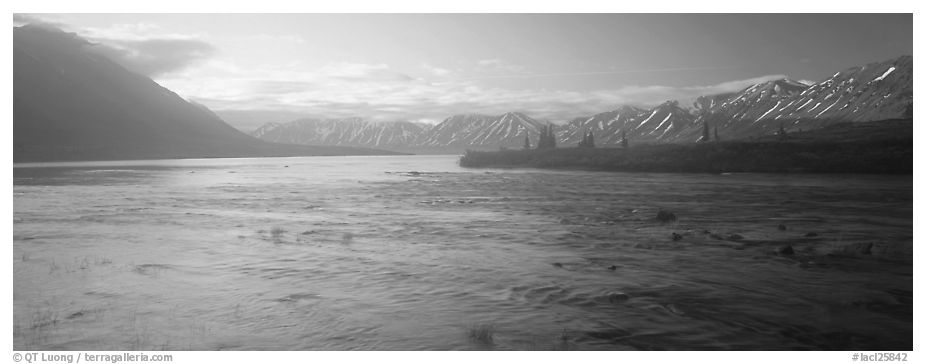 Misty lake. Lake Clark National Park (black and white)