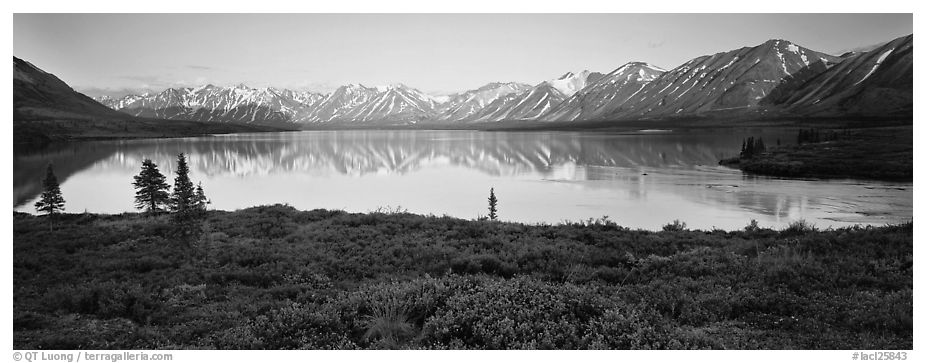 Calm evening at Twin Lakes. Lake Clark National Park (black and white)