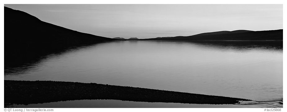 Lake reflecting sunset colors. Lake Clark National Park (black and white)