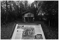 Denaina Storage Cache interpretive sign. Lake Clark National Park ( black and white)