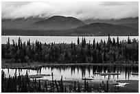 Beaver Pond and Lake Clark. Lake Clark National Park ( black and white)