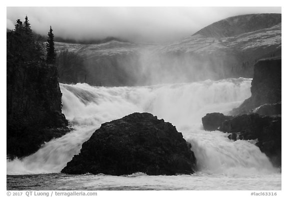 Tanalian Falls. Lake Clark National Park (black and white)