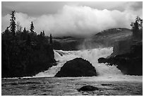 Tanalian Falls and cloud. Lake Clark National Park ( black and white)
