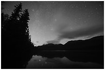 Starry sky above Kontrashibuna Lake. Lake Clark National Park ( black and white)