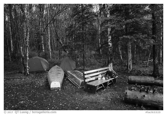 Backcountry campsite. Lake Clark National Park (black and white)