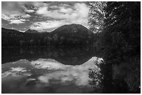 Kontrashibuna Lake (Qenlghishi Vena) in the fall. Lake Clark National Park ( black and white)