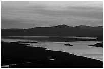 Lake Clark from Tanalian Mountain, at sunset. Lake Clark National Park ( black and white)