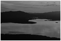 Lake Clark from above, sunset. Lake Clark National Park ( black and white)