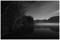 Kontrashibuna Lake (Qenlghishi Vena) at night. Lake Clark National Park ( black and white)
