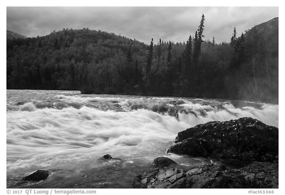 Tanalian River in autumn. Lake Clark National Park (black and white)