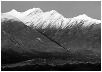 Fireweed mountains near Kennicott. Wrangell-St Elias National Park, Alaska, USA. (black and white)