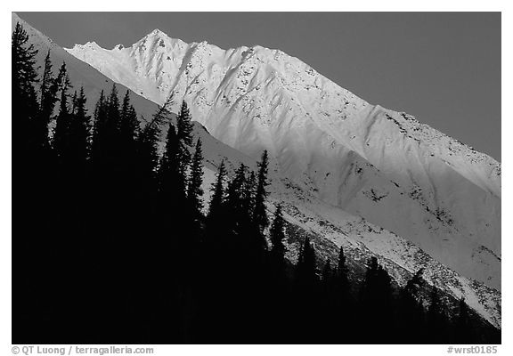 Bonanza ridge near Kennicott, sunset. Wrangell-St Elias National Park (black and white)