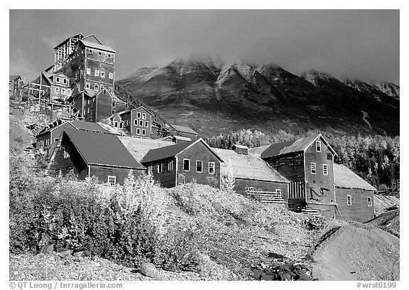 Kennicott historic mine town, late afternoon. Wrangell-St Elias National Park, Alaska, USA.