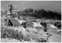 Kennicott historic mine town, late afternoon. Wrangell-St Elias National Park, Alaska, USA. (black and white)