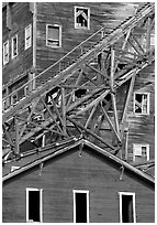 Close-up of mill in Kennicott historic copper mine. Wrangell-St Elias National Park, Alaska, USA. (black and white)