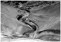 Stream on Root glacier. Wrangell-St Elias National Park, Alaska, USA. (black and white)