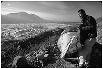 Camping on the moraine above Root glacier. Wrangell-St Elias National Park ( black and white)