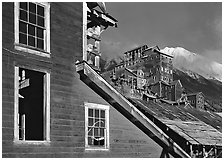 Kennicott historic  mine in storm light, late afternoon. Wrangell-St Elias National Park ( black and white)