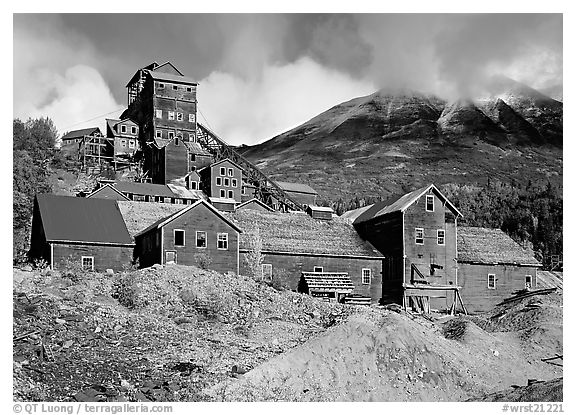 Kennicott historic copper mine. Wrangell-St Elias National Park (black and white)