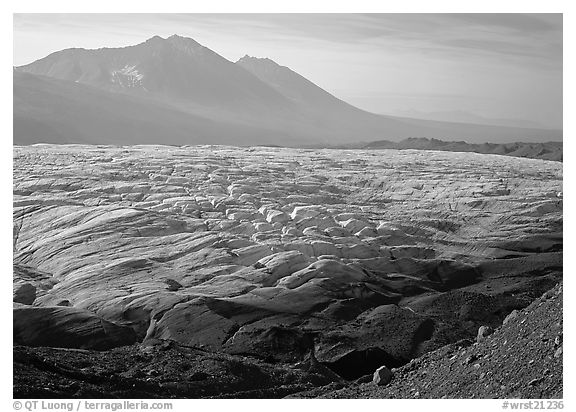 Root glacier and Bonanza ridge, morning. Wrangell-St Elias National Park, Alaska, USA.