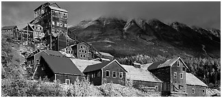 Historic Copper mill, Kennicott. Wrangell-St Elias National Park (Panoramic black and white)