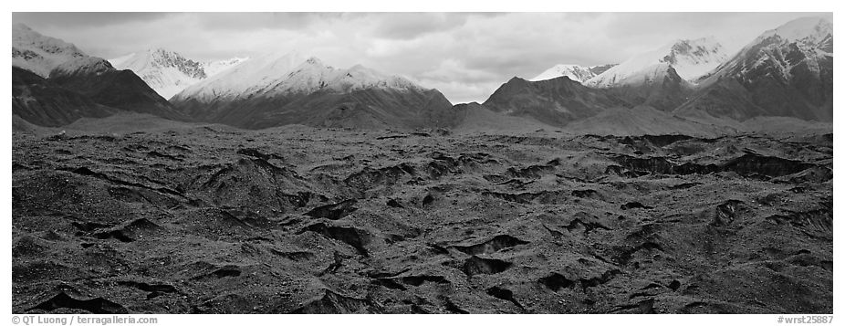 Black glacier. Wrangell-St Elias National Park (black and white)