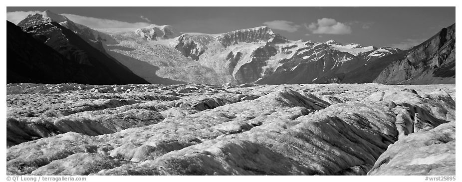 Mountain glacier scenery. Wrangell-St Elias National Park (black and white)